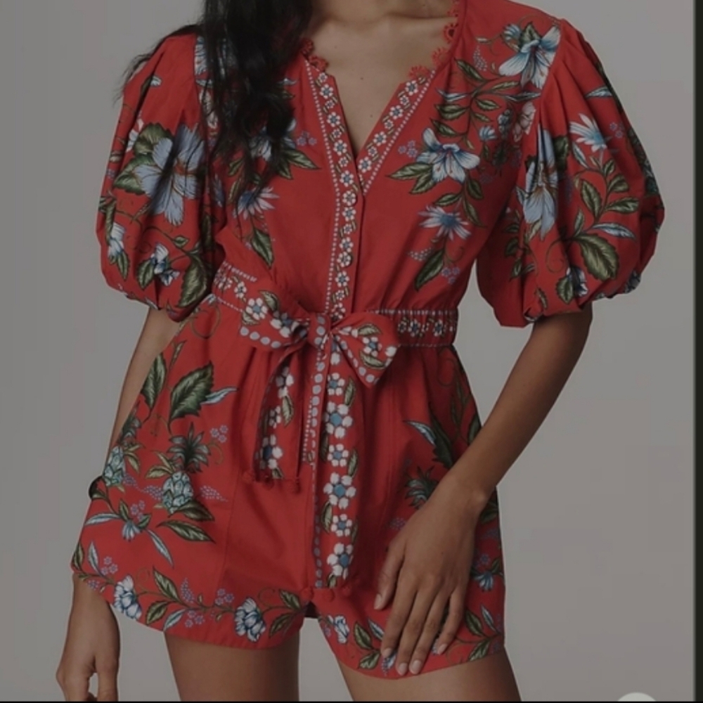 Farm Rio Red Floral Romper - Picture 4 of 5